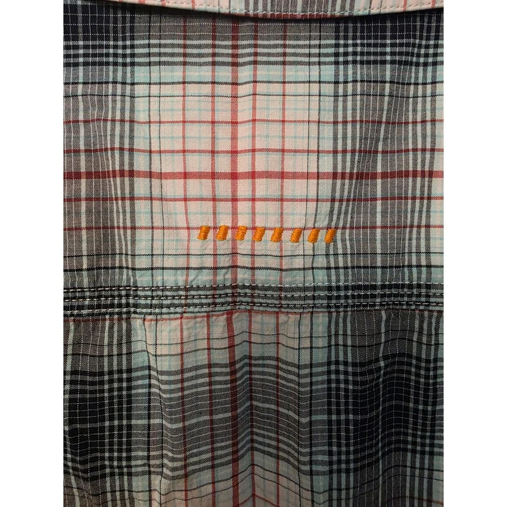Ariat Rebar Mens Plaid Long Sleeve Work Shirt Blue Orange Button Down Medium